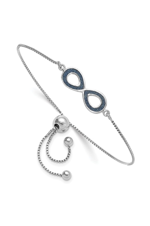 Sterling Silver Rhod-pltd Glitter Infused Adjustable Bracelet