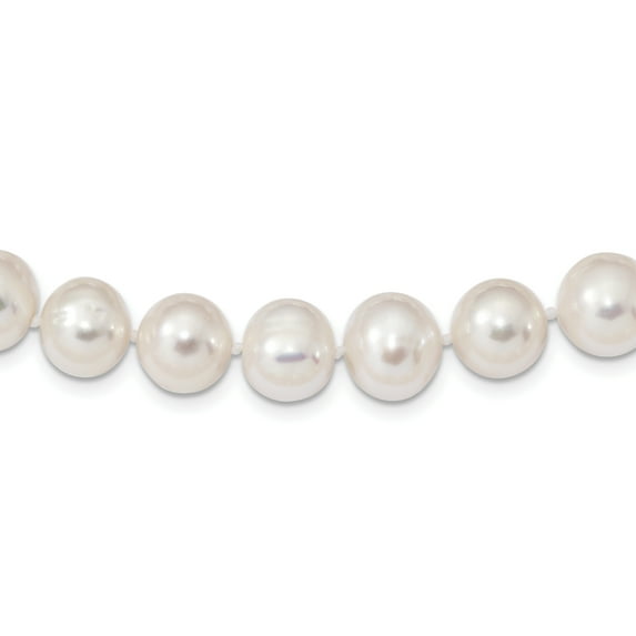 Sterling Silver Rhodium 10-11mm White Freshwater Cultured Pearl Necklace