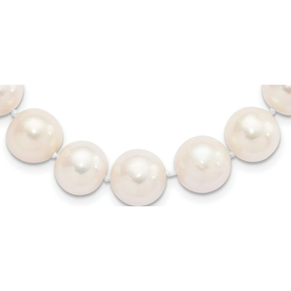 Sterling Silver Rhodium 11-12mm White Fw Cultured Pearl Necklace (18 X 11.5) Made In Canada qh5151-18