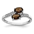thumbnail image 1 of Sterling Silver Rhodium 2 Oval Smoky Quartz & Diamond Ring, 1 of 6