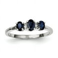 thumbnail image 1 of Sterling Silver Rhodium 3 Oval Sapphire & Diamond Ring, 1 of 3