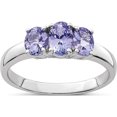 thumbnail image 1 of Sterling Silver Rhodium 3-Stone Tanzanite Ring (Size 8) Made In India qr6369tz-8, 1 of 5