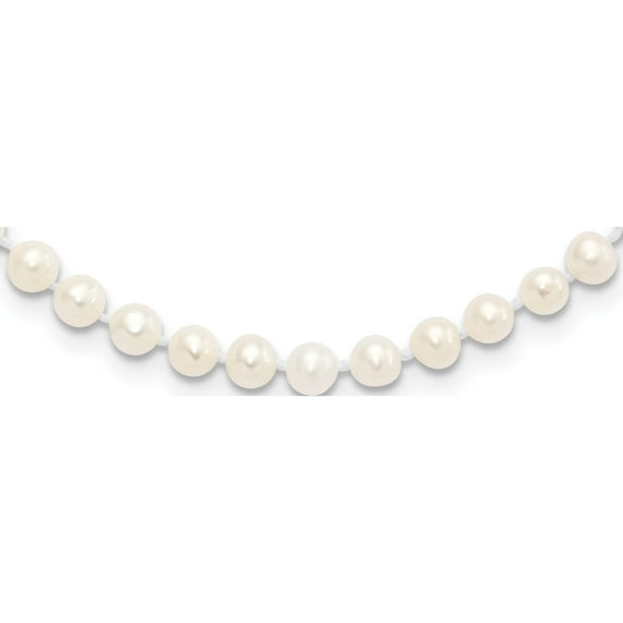 Sterling Silver Rhodium 4-5mm White Fwc Pearl Necklace Made In Canada qh5311-24
