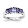 thumbnail image 1 of Sterling Silver Rhodium 5-Stone Oval Tanzanite Ring, 1 of 1
