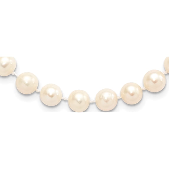 Sterling Silver Rhodium 7-8mm White Freshwater Cultured Pearl Necklace Made In Canada qh4778-20