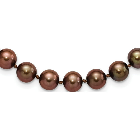 Sterling Silver Rhodium 8-9mm Coffee Fwc Pearl Necklace Made In Canada qh5159-20
