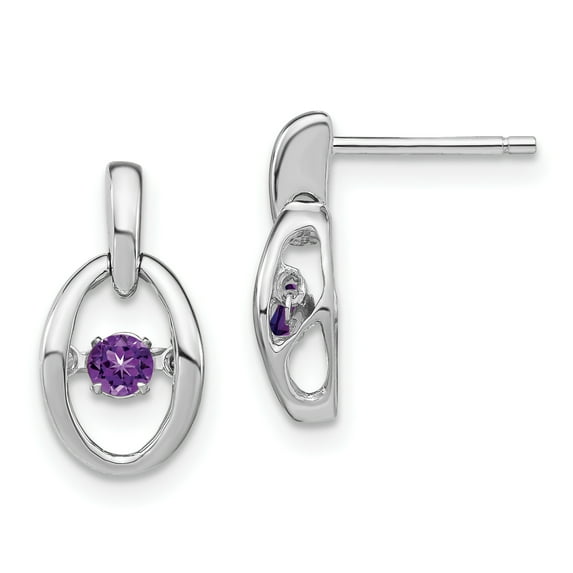 Sterling Silver Rhodium Amethyst Birthstone Vibrant Earrings Sterling Silver Earrings