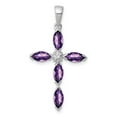 thumbnail image 1 of Sterling Silver Rhodium Plated Amethyst Diamond Pendant QDX910, 1 of 4