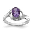 thumbnail image 1 of Sterling Silver Rhodium Amethyst Diamond Ring - Size 8, 1 of 2