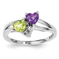 thumbnail image 1 of Sterling Silver Rhodium Amethyst & Peridot Diam. Ring, 1 of 3