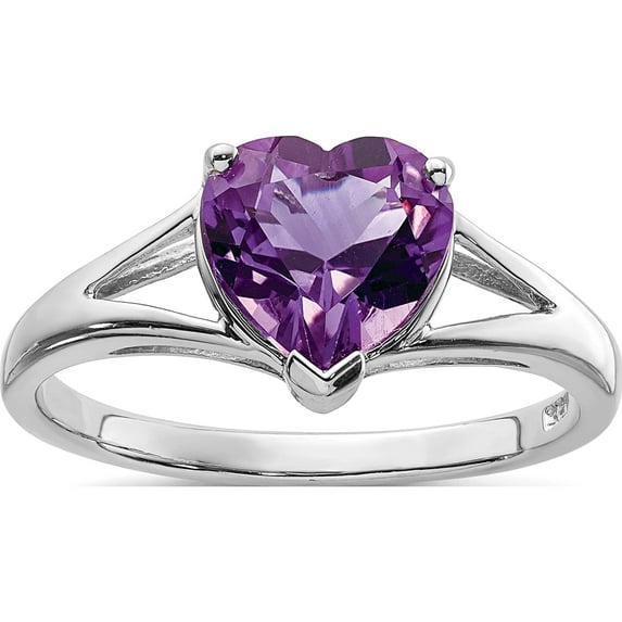 Sterling Silver Rhodium Amethyst Ring (Size 6) Made In Thailand qdx434-6