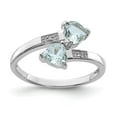 thumbnail image 1 of Sterling Silver Rhodium Aqua & Diamond Heart Ring, 1 of 6