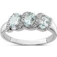 thumbnail image 1 of Sterling Silver Rhodium Aqua & Diamond Ring (Size 7) Made In India qdx872-7, 1 of 6