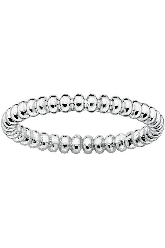 Sterling Silver Rhodium Beaded Ring