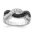 thumbnail image 1 of Sterling Silver Rhodium Black and Clear CZ Wavy Ring, 1 of 6