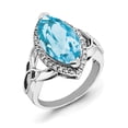 thumbnail image 1 of Sterling Silver Rhodium Blue Topaz & Diamond Ring, 1 of 2
