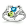 thumbnail image 1 of Sterling Silver Rhodium Blue Topaz Peridot Diam. Ring, 1 of 1