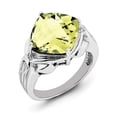 thumbnail image 1 of Sterling Silver Rhodium Checker-Cut Lemon Quartz Ring, 1 of 1