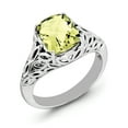 thumbnail image 1 of Sterling Silver Rhodium Checker-Cut Lemon Quartz Ring, 1 of 2