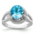 thumbnail image 1 of Sterling Silver Rhodium Checker-Cut Light Swiss Blue Topaz Ring - Size 7, 1 of 2