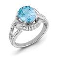 thumbnail image 1 of Sterling Silver Rhodium Checker-Cut Sky Blue Topaz Ring QR3174LSBT, 1 of 2