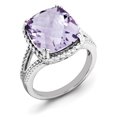 thumbnail image 1 of Sterling Silver Rhodium Checker-Cut Pink Quartz Ring, 1 of 1
