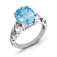 thumbnail image 1 of Sterling Silver Rhodium Checker-Cut Sky Blue Topaz & Diam. Ring (Size 7) Made In Thailand qr3190lsbt-7, 1 of 2