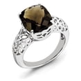 thumbnail image 1 of Sterling Silver Rhodium Checker-Cut Smoky Quartz Ring, 1 of 2