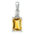 thumbnail image 1 of Sterling Silver Rhodium Citrine & Diamond Pendant QDX788, 1 of 4