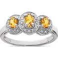 thumbnail image 1 of Sterling Silver Rhodium Citrine & Diamond Ring (Size 6) Made In India qdx736-6, 1 of 5