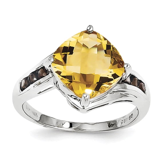 Sterling Silver Rhodium Citrine Garnet Ring QR2894CI