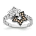 thumbnail image 1 of Sterling Silver Rhodium Clear & Champagne CZ Stars Ring, 1 of 6