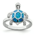 thumbnail image 1 of Sterling Silver Rhodium Created Blue Opal Turtle Ring Size 6, 1 of 1
