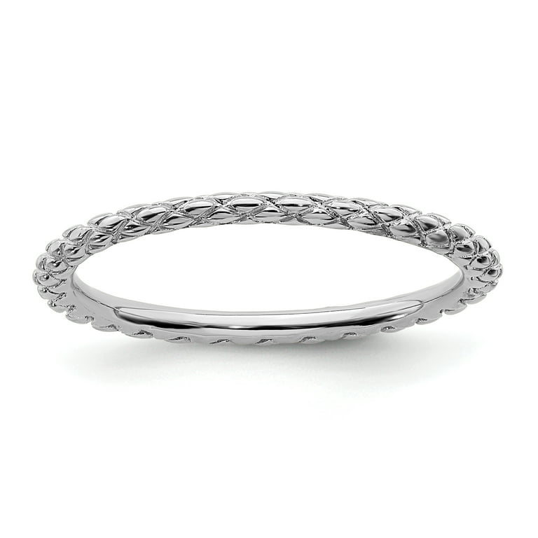 Sterling Silver Rhodium Criss-Cross Ring