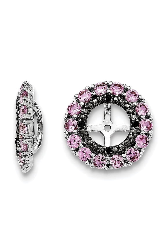 Sterling Silver Rhodium Crted Pink Sapphire & Black Sapphire Earring Jacket