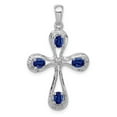 thumbnail image 1 of Sterling Silver Rhodium Dark Sapphire & Diamond Cross Pendant QDX863, 1 of 4