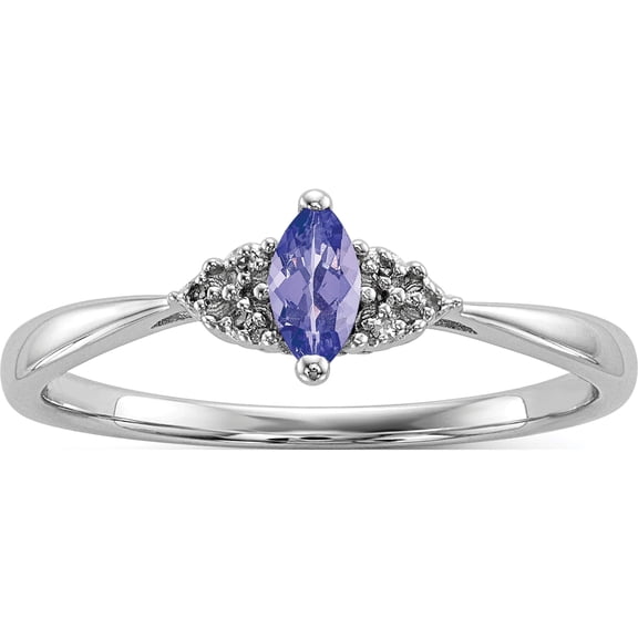 Sterling Silver Rhodium Diam. And Tanzanite Ring (Size 7) Made In China qr6788tz-7
