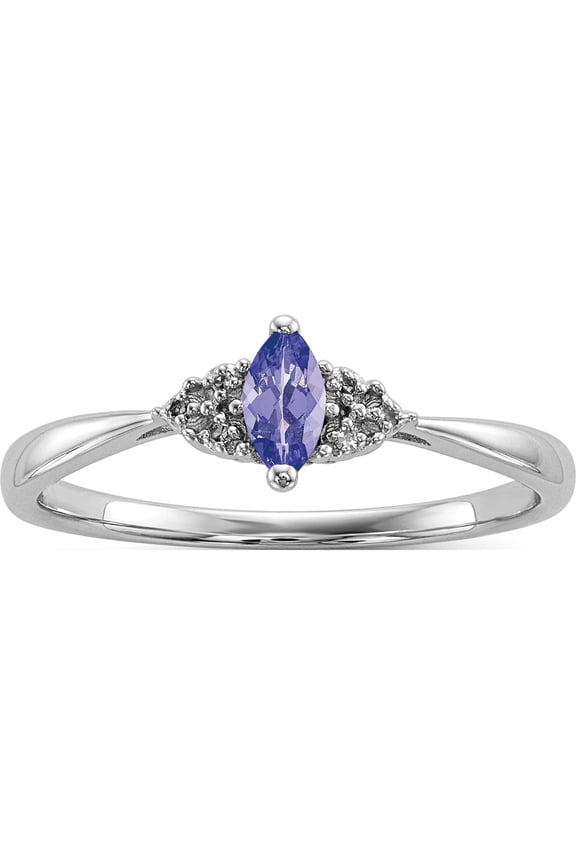 Sterling Silver Rhodium Diam. and Tanzanite Ring