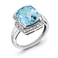 thumbnail image 1 of Sterling Silver Rhodium Diam. & Checker-Cut Blue Topaz Ring, 1 of 1