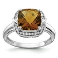 thumbnail image 1 of Sterling Silver Rhodium Diam. & Checker-Cut Whiskey Quartz Ring QR3039WQ, 1 of 5