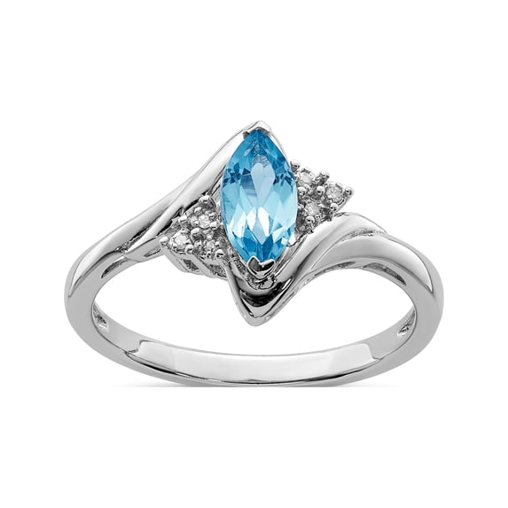 Sterling Silver Rhodium Diam. & Light Blue Topaz Ring (Size 8) Made In China qr4542bt-8