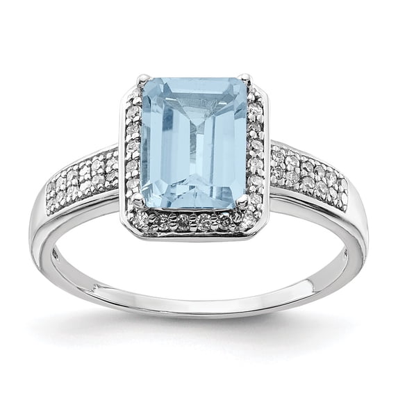 Sterling Silver Rhodium Diam. & Sky Blue Topaz Ring QR3055LSBT