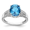 thumbnail image 1 of Sterling Silver Rhodium Diam. & Oval Blue Topaz Ring QR3043BT, 1 of 5