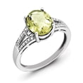 thumbnail image 1 of Sterling Silver Rhodium Diam. & Oval Lemon Quartz Ring, 1 of 1
