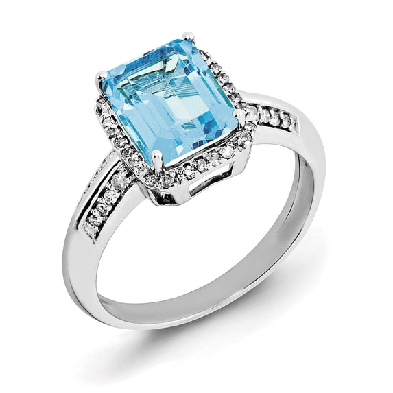 Sterling Silver Rhodium Diam. & Sky Blue Topaz Ring (Size 9) Made In Thailand qr3052lsbt-9