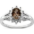 thumbnail image 1 of Sterling Silver Rhodium Diam. & Smoky Quartz Ring (Size 6) Made In China qr4534sq-6, 1 of 5