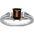 thumbnail image 1 of Sterling Silver Rhodium Diam. & Smoky Quartz Ring (Size 6) Made In China qr4540sq-6, 1 of 6