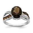 thumbnail image 1 of Sterling Silver Rhodium Diam. & Smoky Quartz Ring - Size 9, 1 of 2