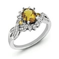 thumbnail image 1 of Sterling Silver Rhodium Diam. & Whiskey Quartz Ring (Size 6) Made In China qr3045wq-6, 1 of 2