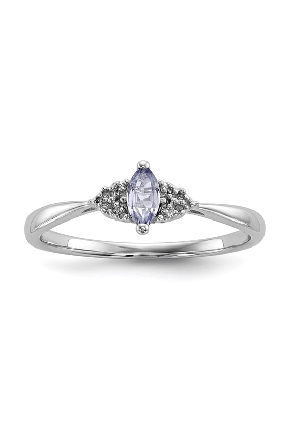 Sterling Silver Rhodium Diam. and Tanzanite Ring QR6788TZ